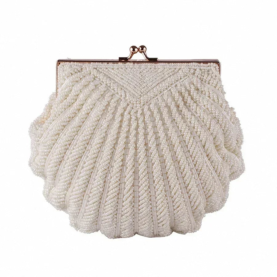 Evening Bags Women Clutch Evening Clutch Bags Wedding Bridal Handbag Pearl Beaded Fashion Shell Chain Party Bags LI-383