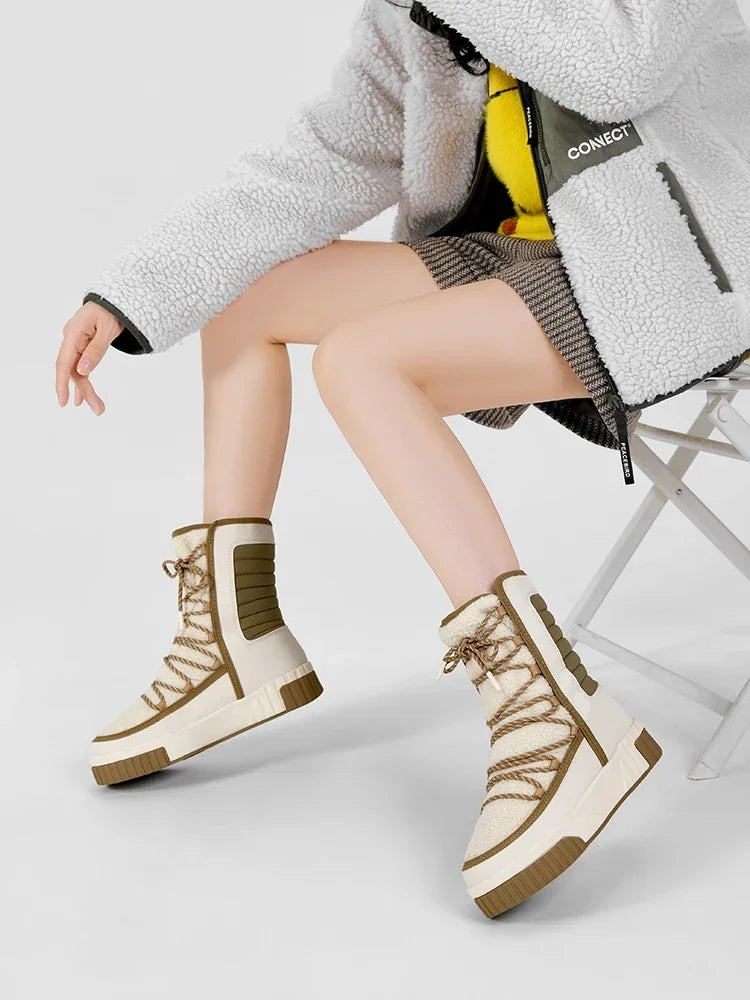 XIANG GUAN Outdoor Kältebeständige WanderschuheTurnschuhe Winter Damen Schneestiefel wasserdichte Bergschuhe Camping Casual Sneakers