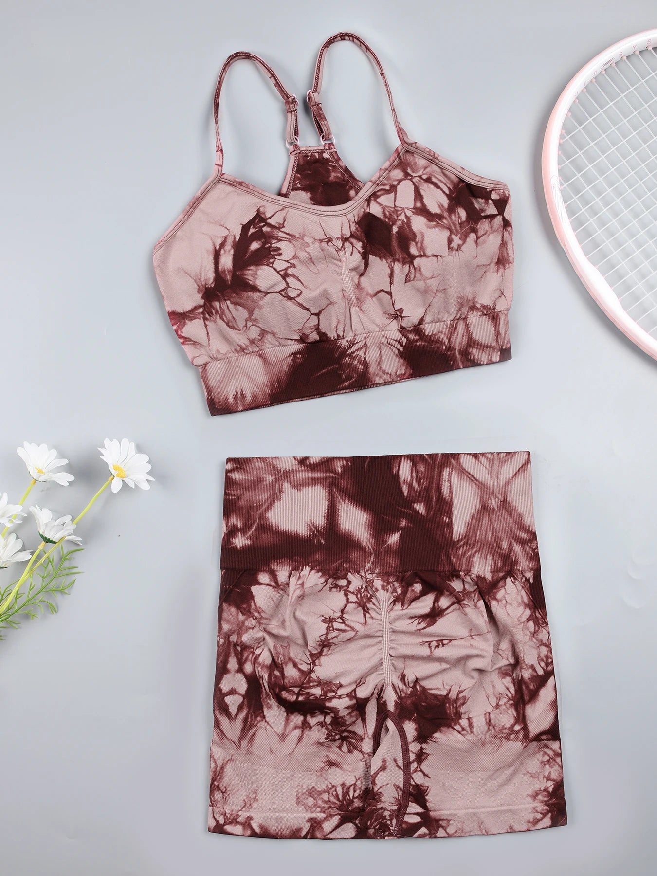 Tie Dye Sexy Push Up Gym Shorts Woman Skinny Stretch High Waist Fitness Shorts Sets Running Outdoors Fashion Sport Pants