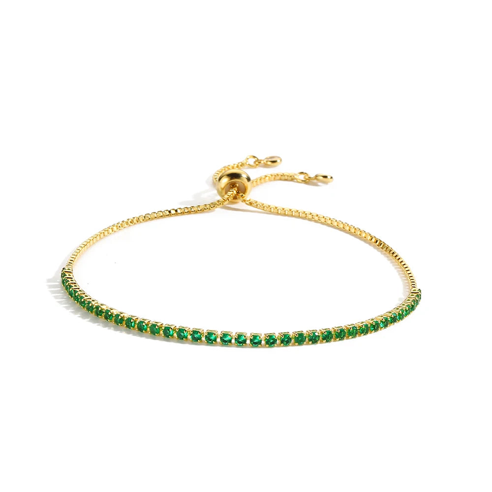 Mix Style Green Micro-inlaid Zircon Tennis Bracelet for Women ew Men Bracelet Homme Jewelry