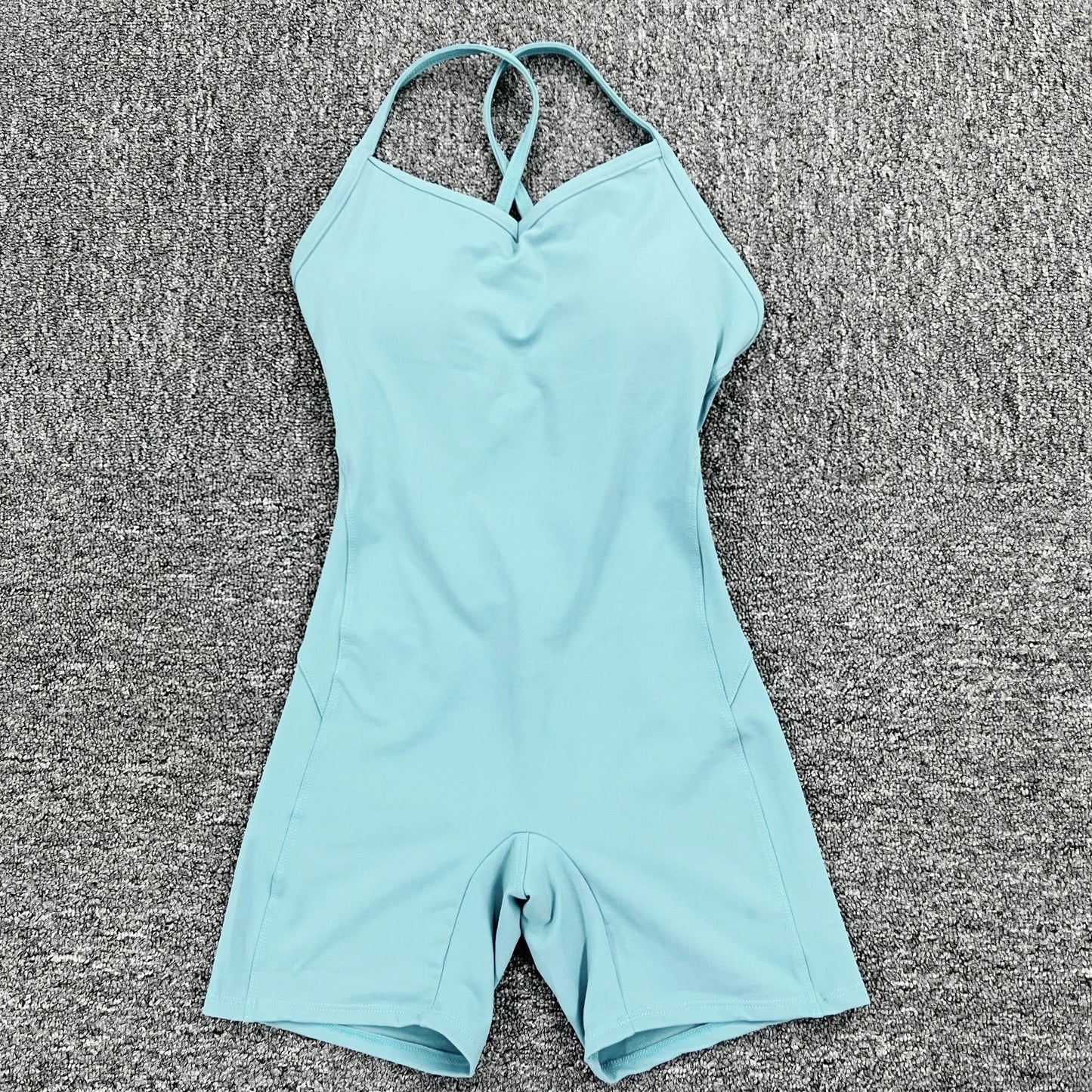 Rückenfreier Sportanzug für Damen, 2023, Lycra, Fitness-Overall, einteiliger Overall, Shorts, Sport-Outfit, Fitnessstudio, Trainingskleidung für Damen, Sportbekleidung