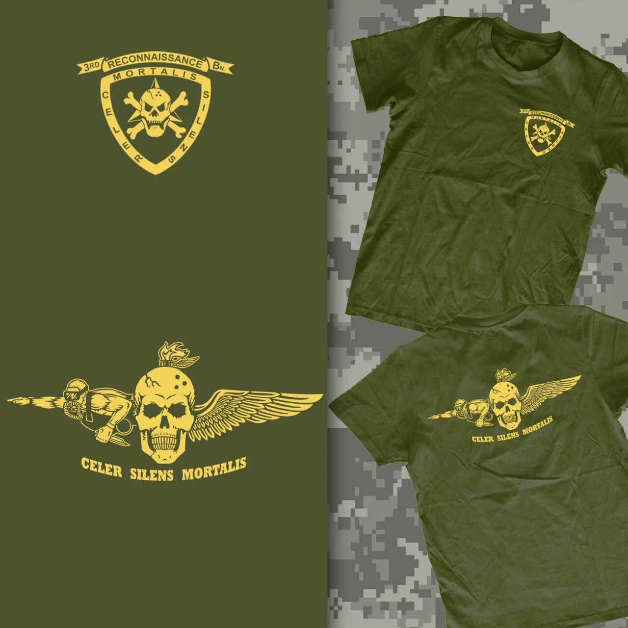 US Marine Corps 3rd Recon Battalion Unit Logo T Shirt. Short Sleeve 100% Cotton Casual T-shirts Loose Top Size S-3XL