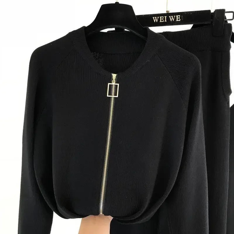 Womens Knit 3 Piece Sets V Neck Spaghetti Tops + Loose Cardigan Coats Suit + Knitwear Jogger Pants Fall Winter Casual Conjuntos