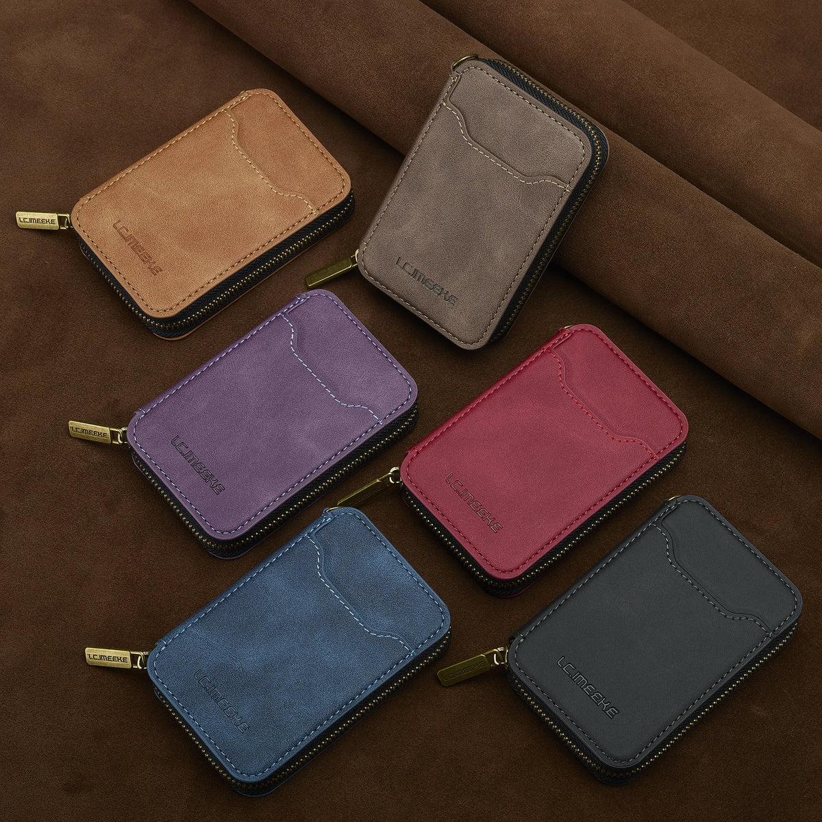 Magnetic Attraction Zipper Leather Card Slot Wallet for iPhone 17 Samsung Galaxy Google Xiaomi Phone MagSafe Magnetic Phone Bag