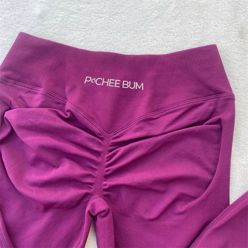 Bum Shaping Leggings Women Seamless Sports Yoga Pants Low Ribbed Band Gym clothes Fitness Workout Scrunch Butt Tight