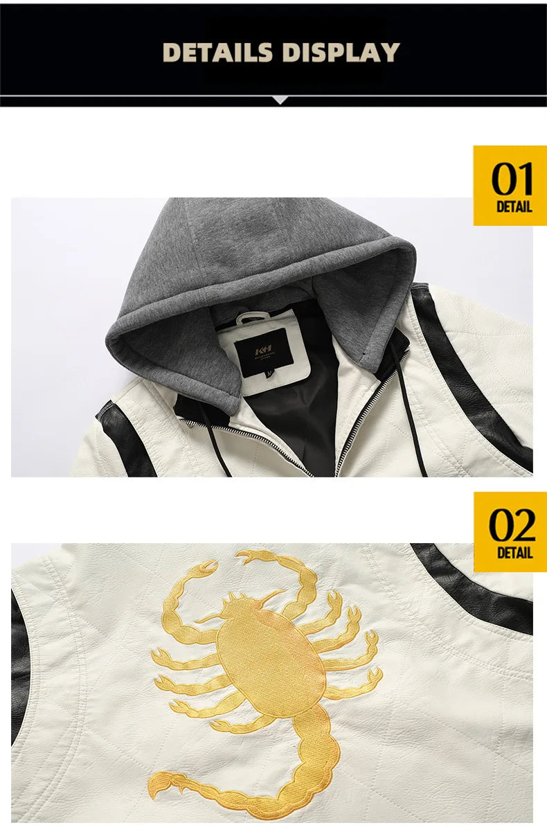 2023 herbst Winter herren Leder Jacke Hohe Qualität Korea Mode Jugend Mit Kapuze Leder Mäntel EUR Größe 3XL Blouson Homme hiver