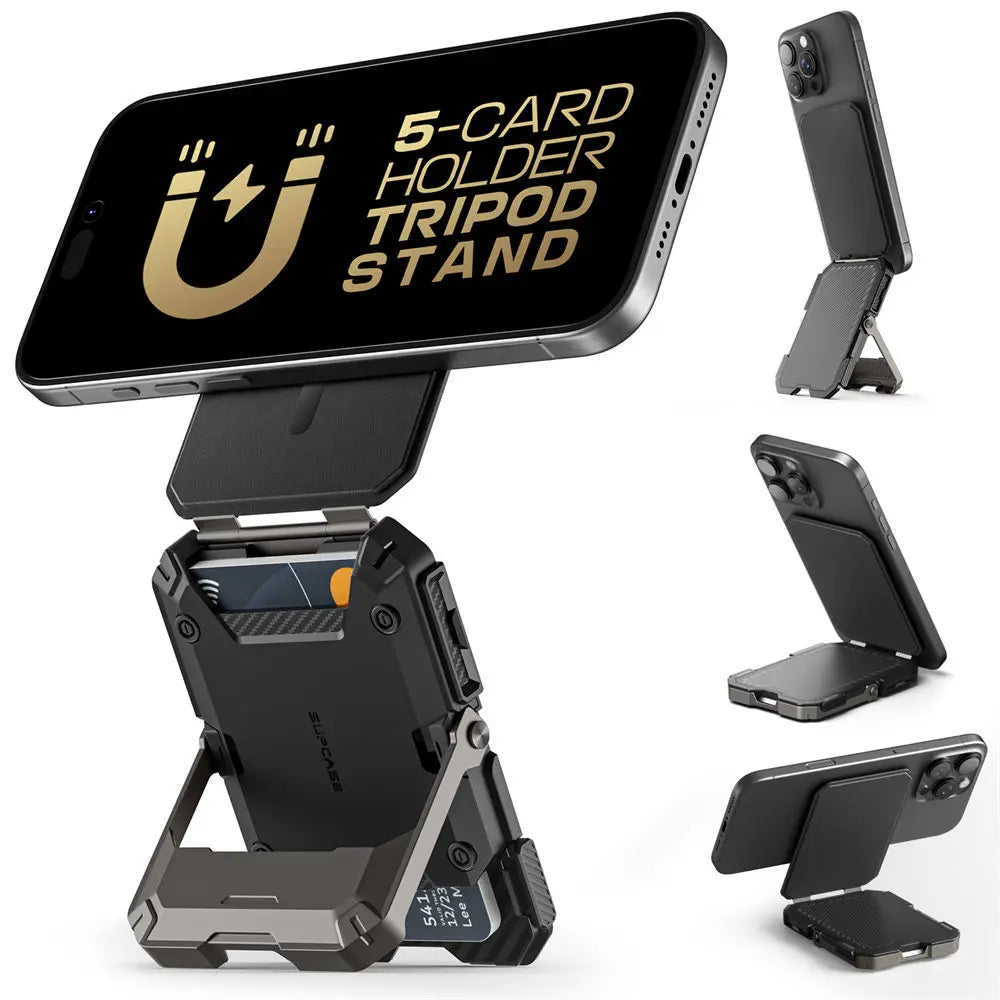 Magnetic Tripod Phone Stand Credit Card Holder for iPhone 16/15/14/13/12 SUPCASE Adjustable Phone Stand Compatible with MagSafe