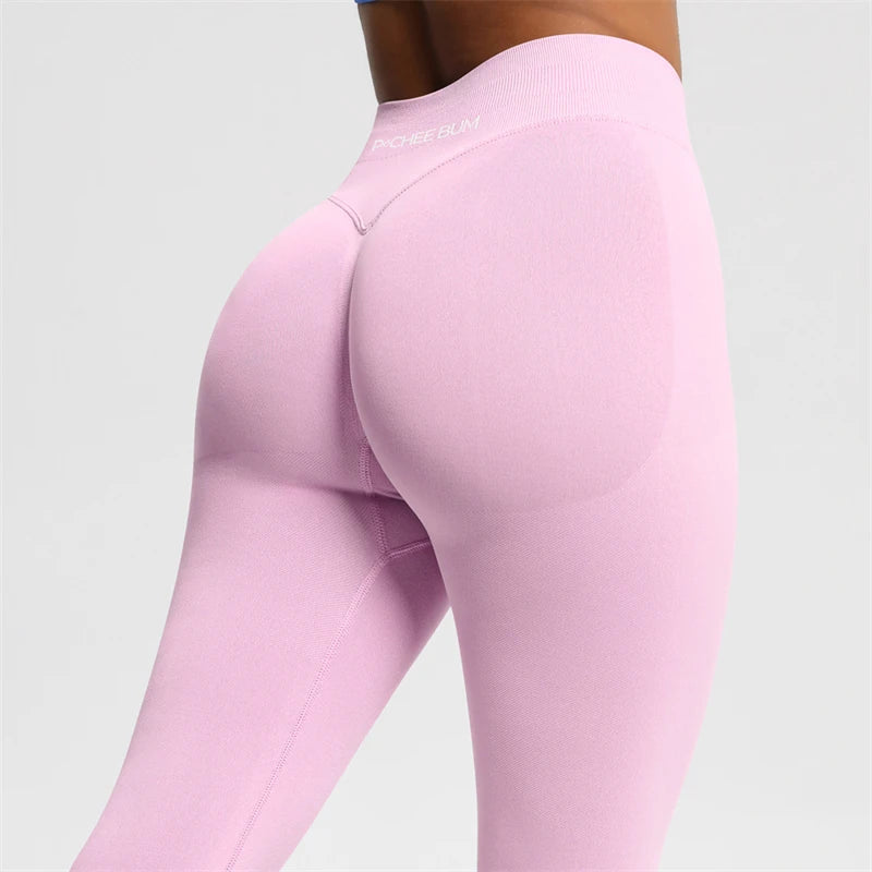 Bum Shaping Leggings Women Seamless Sports Yoga Pants Low Ribbed Band Gym clothes Fitness Workout Scrunch Butt Tight