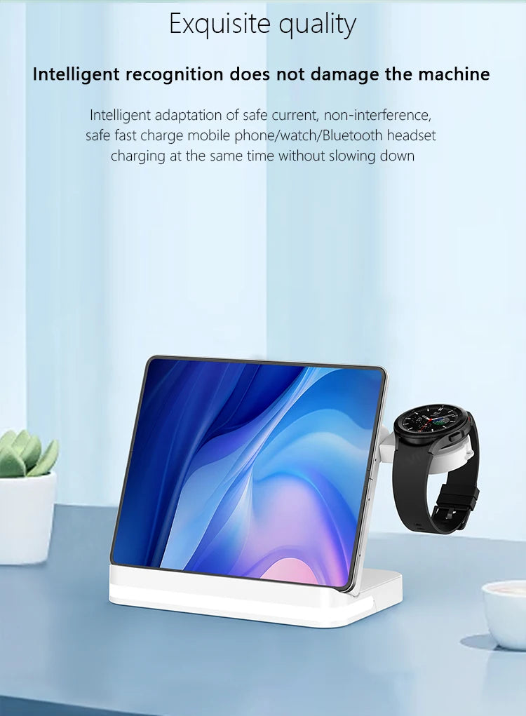 Wireless Charger Stand For iPhone 17-12 Samsung S25 S22 Ultra Fold Z Flip Galaxy Watch Active Buds Fast Charging Station Holder