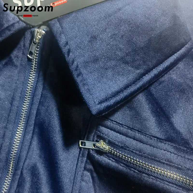 Supzoom 2025 New Arrival Autumn And Winter Lapel Velvet Loose Casual Suede Fabric Zipper Bf Style Handsome Jackets Men Coat
