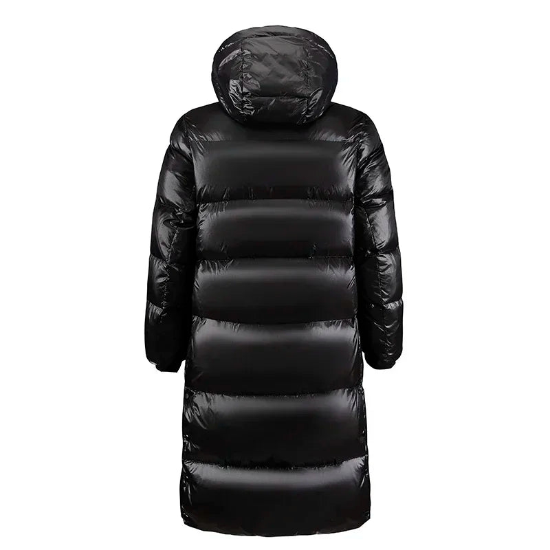 Winter Black Gold Down Jacket Men's Long Brand Glossy Waterproof White Duck Down Warm Parka Short Women Lightweight Hooded Coat