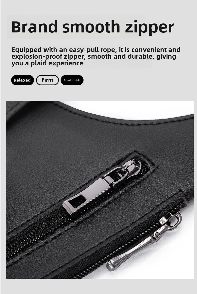 Luxury Design Men's Tactical Vest Bag High Quality PU Leather Man Chest Bag Phone Pouch Vintage Design Underarm Back Pack Bags