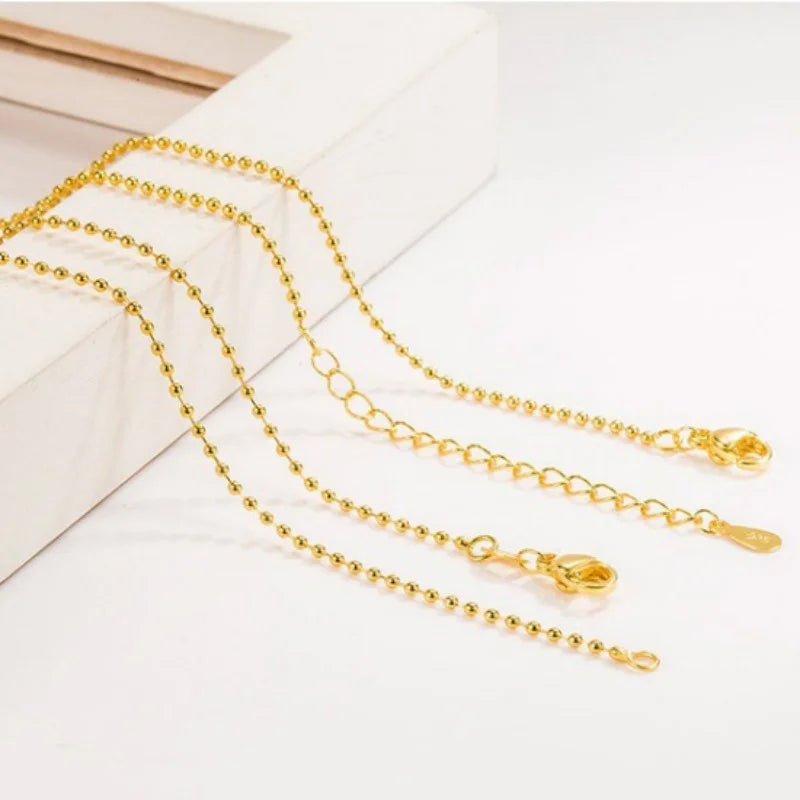 Necklace 18k Gold Necklace Light Bead Gold Chain Women's Jewelry Necklace Wedding Party Gift Jewelry Lobster Clasp
