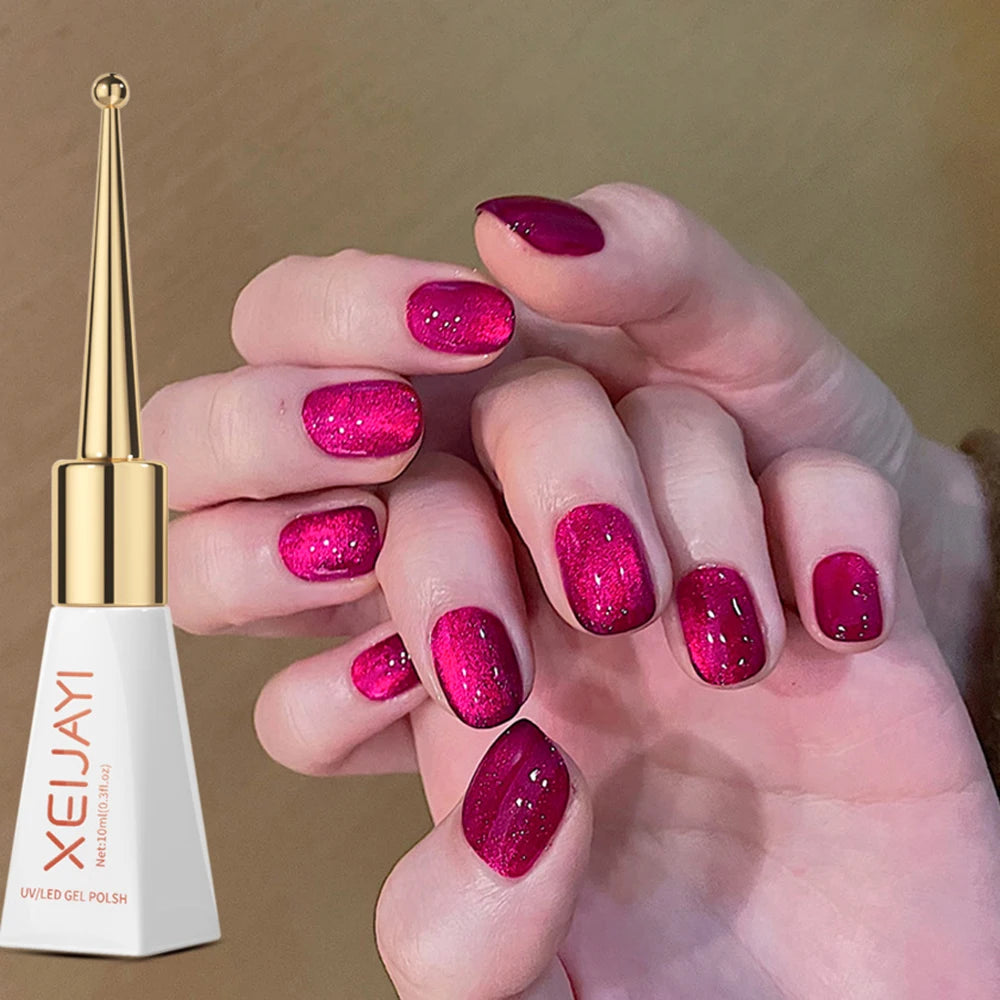 10ml/jar Moonlight White Magnetic Laser Gel Nail Polish Reflective Glitter Cat Eye Gel Semi-permanent UV Magnetic Venalisa GY