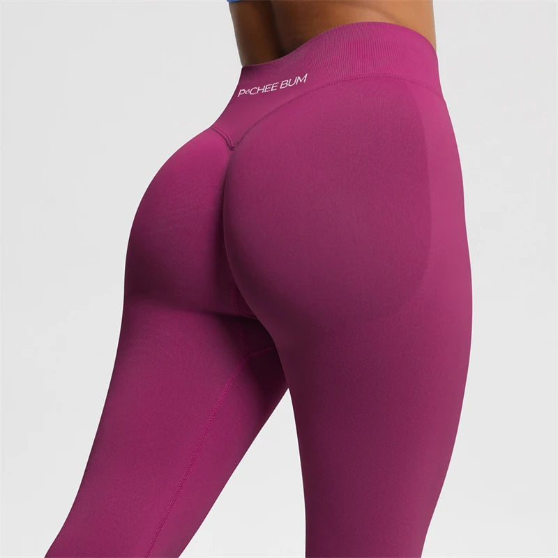 Bum Shaping Leggings Women Seamless Sports Yoga Pants Low Ribbed Band Gym clothes Fitness Workout Scrunch Butt Tight