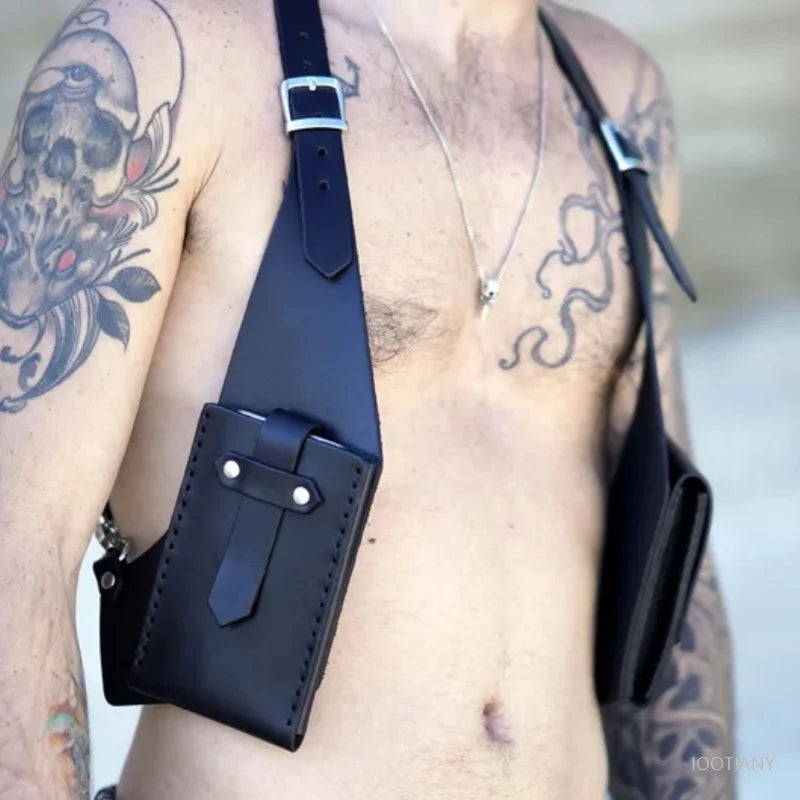 Cosplay Medieval Viking Anti-theft Hidden Underarm Vest Pocket Mobile Phone Shoulder Holster Bag Double Pocket Hidden Wallet