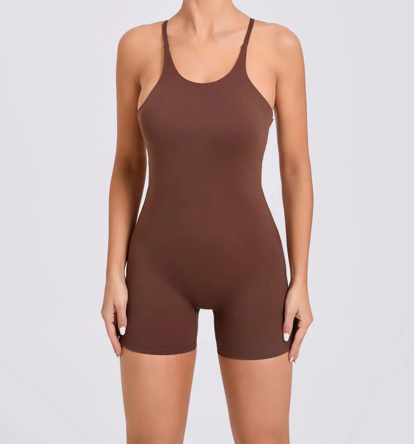 Gym Workout Clothes Backless One-Piece Yoga Suit Tight-Fitting Sports Bodysuit Fitness Suit Adjustable Shoulder Strap Jumpsuit