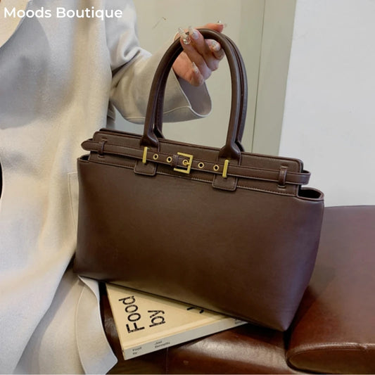 Large Size Women Top-handle Bags Retro Pure Color Big Capacity Shopping Totes  Winter Latest Trendy Luxury Designer Handbags