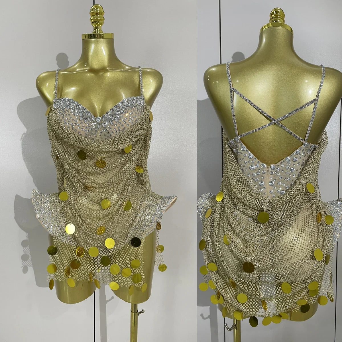 New Luxury Sparkly Diamond Sexy Mesh Bodysuit Women Evening Prom Birthday Party Gown Nightclub DJ Performance Stage Wear