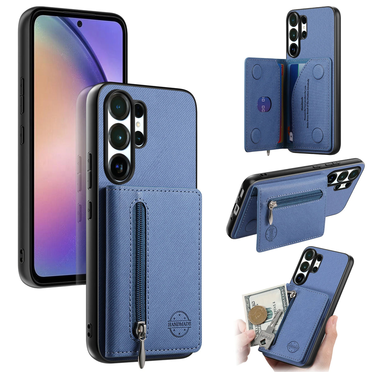 Zipper Cards Wallet Leather Phone Case For Samsung Galaxy S26 S24 S23 S22 Ultra Plus S23 S26 S25FE Purse Card Holder Stand Cover
