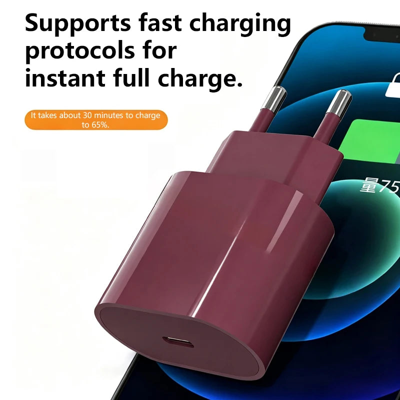 PD 20W Fast Charger Set USB-C Wall Charging Head Cable Fast Charging Adapter For iPhone 15 16 17 18 Series iPad Pro iPad Air
