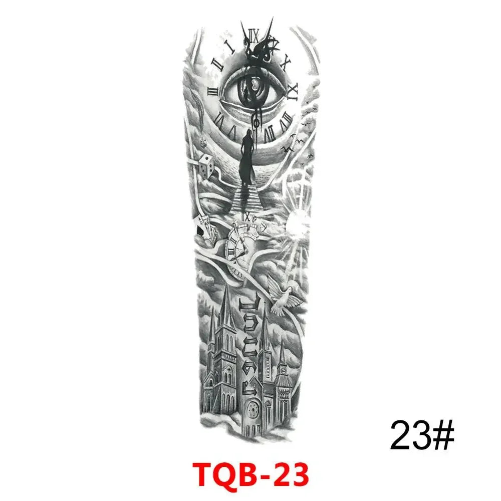 Waterproof Temporary Tattoo Sticker Full Arm Large Skull Old School Tatoo Stickers Flash Fake Tattoos for Men Women