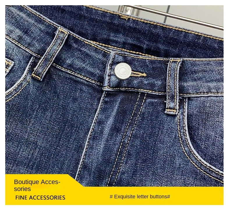 Modische Jeans mit Aufdruck für Herren, leichte Luxus-Jeans für Herren, Stretch, Slim Fit, hochwertige und modische Freizeithose mit Knöchelband