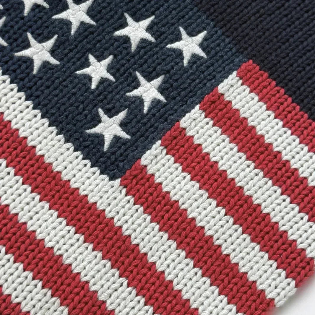 Popular Autumn Winter US Flag Pattern Stripe Pullover Sweater Casual O Neck Contrast Color Knitted Women Sweaters Mens Clothes