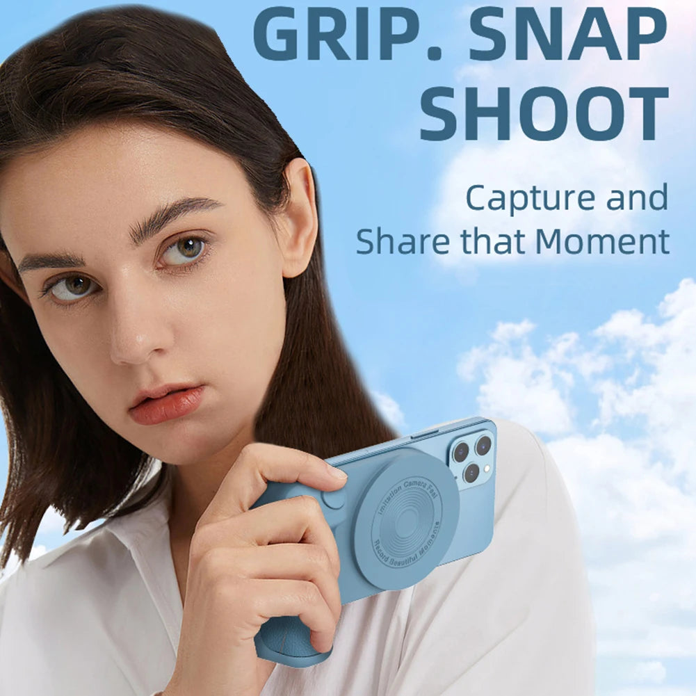 Magnetic Camera Handle Bluetooth Phone Grip Photo Bracket Anti-shake Selfie Device for Android iphone Wireless Charging