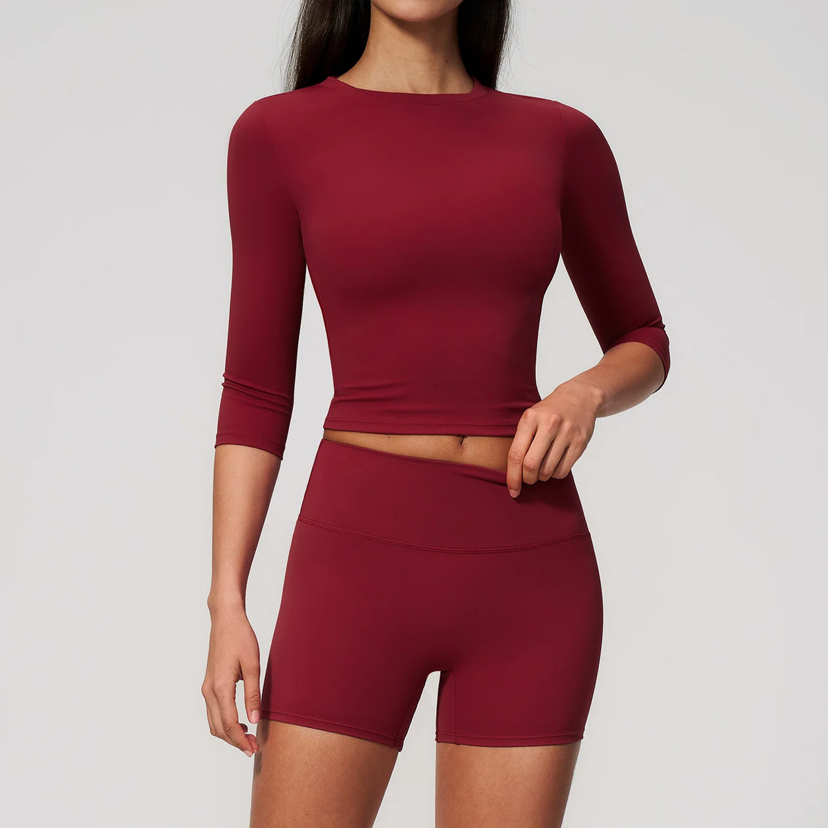 Sportswear Workout Clothes 2026 New Yoga Outfit Set For Women Slim Fit Mid Sleeve Shorts Outdoor Fitness Half Sleeve Sports Suit