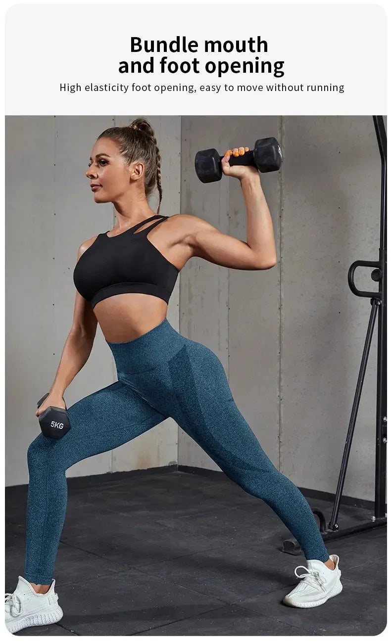 High elastic smile yoga pants, seamless European and American fitness pants, tight yoga pants, high waist and hip lifting traini