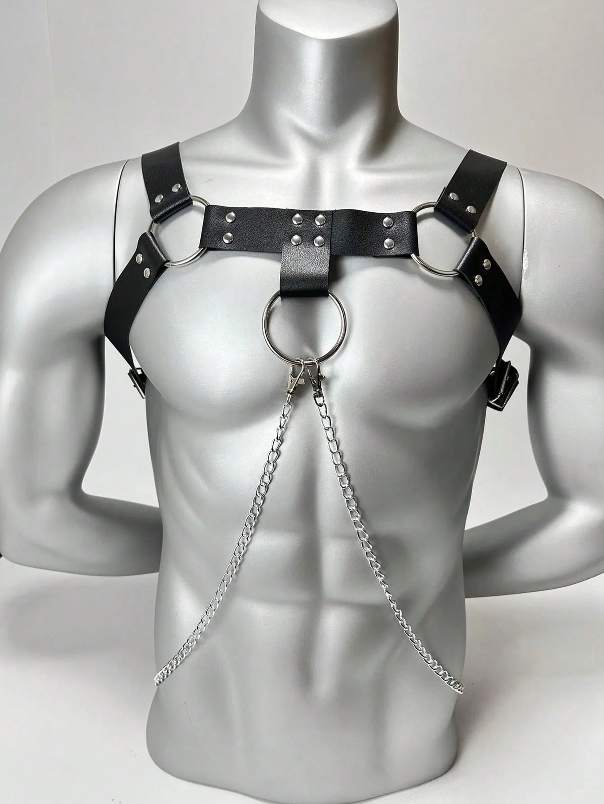 Fashion Men PU Leather Chest Harness Lingerie Adjustable Leather Body Decortive Strap Punk Club Costume Clothing Accessories