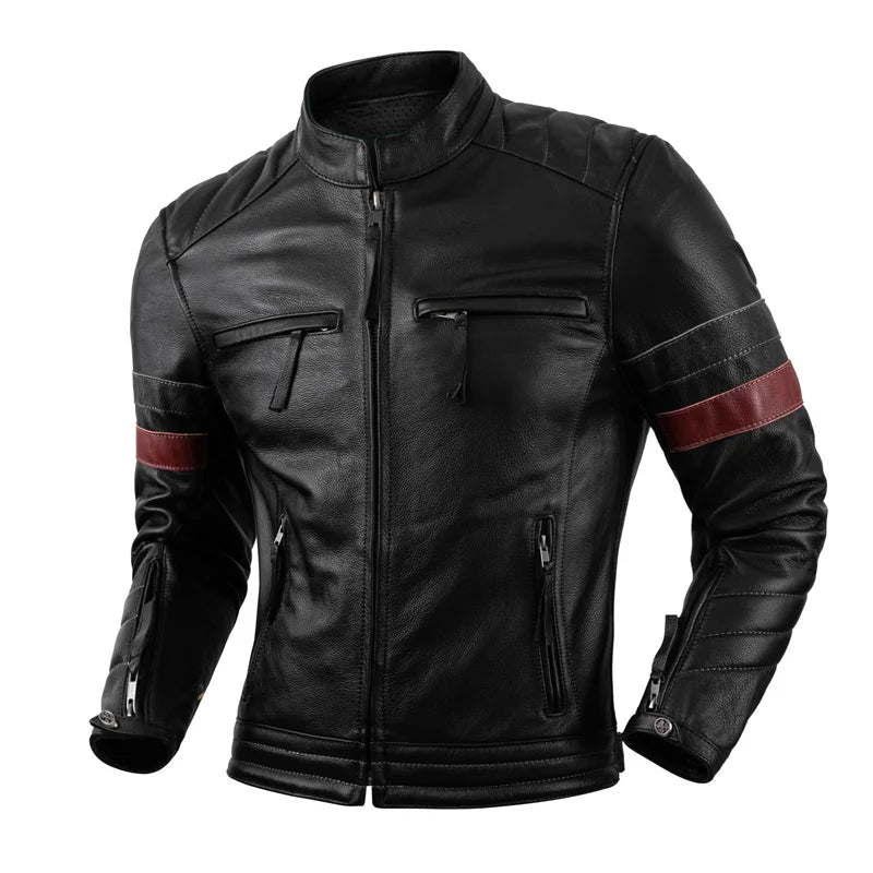 Motorcycle Jacket Men's Casual Real Leather Jacket Spring And Autumn Off-road Motorcycle Racing Rider Leather Jacket
