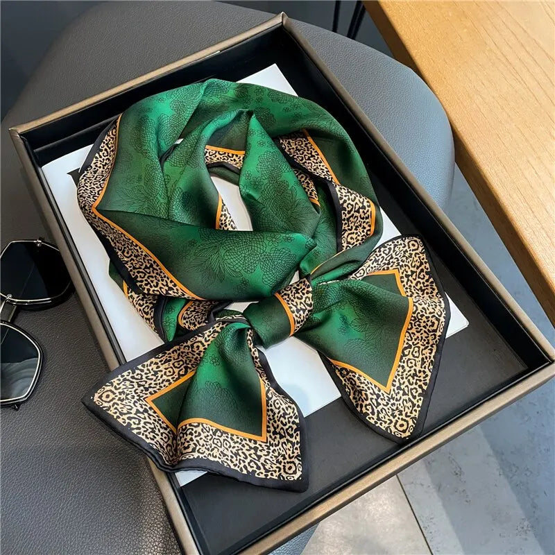 Karierter, schmaler Schal aus Satin-Seide für Damen, Haarbänder, Halstuch, Gürtel, Stirnband, Wickeltuch, Foulard, Kopftuch, Bandana