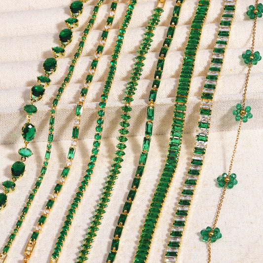 Mix Style Green Micro-inlaid Zircon Tennis Bracelet for Women ew Men Bracelet Homme Jewelry