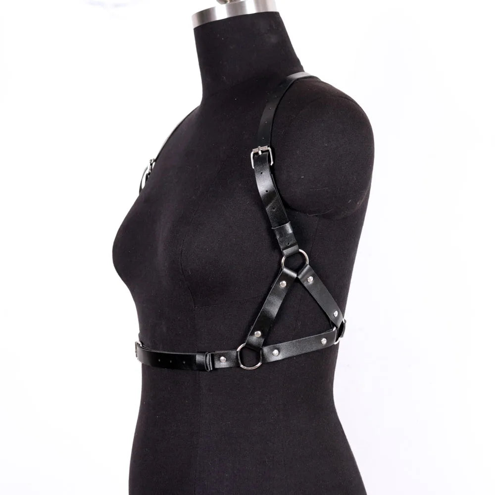 Fashion Men Harness Punk Gothic Pu Leather Adjustable Body Chest Harness Belt Cosplay Nightclub Exotic Costumes