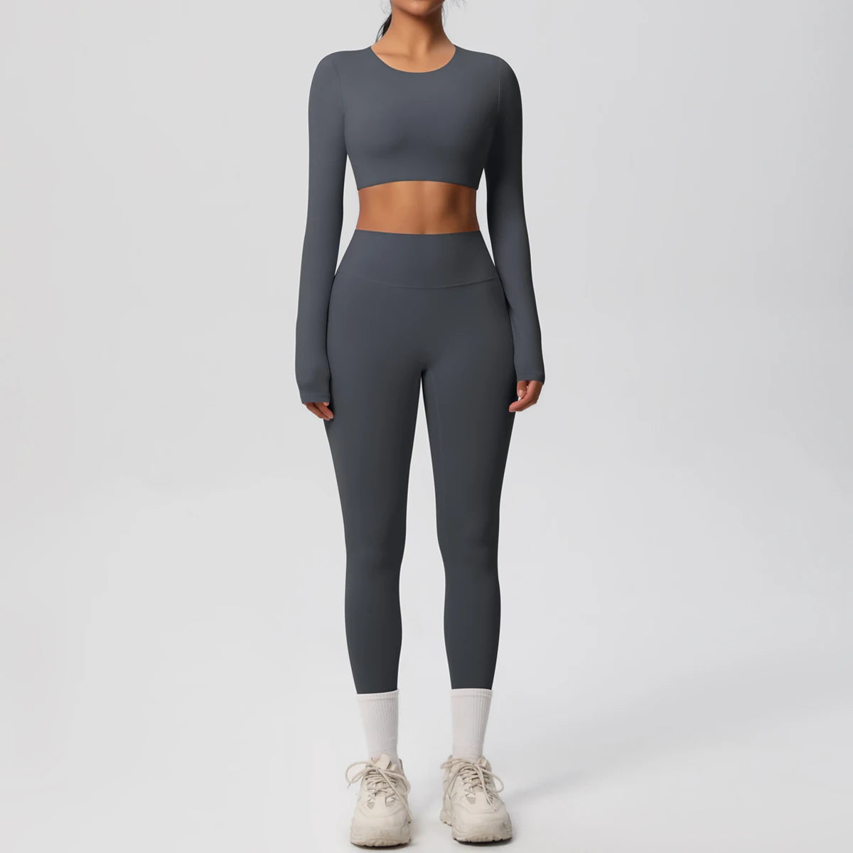 Yoga Set Women's Sportswear Yoga Clothes Fitness Long Sleeve With Padded Tracksuits Sports Suit Gym Top High Waist Leggings Sets