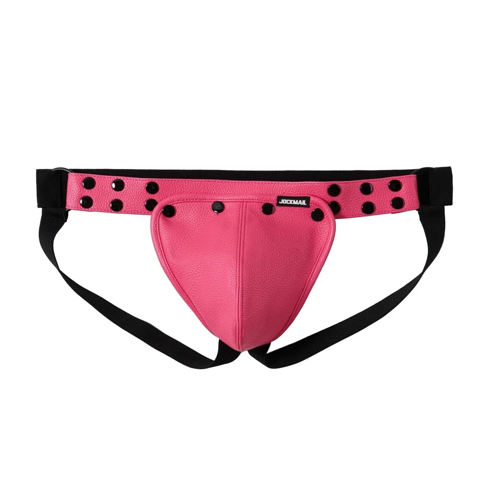 Men's Leather Tri Harness Chest Armor Buckles Adjustable Size Removable Pouch Faux Leather Jockstrap Underwear  Costumes