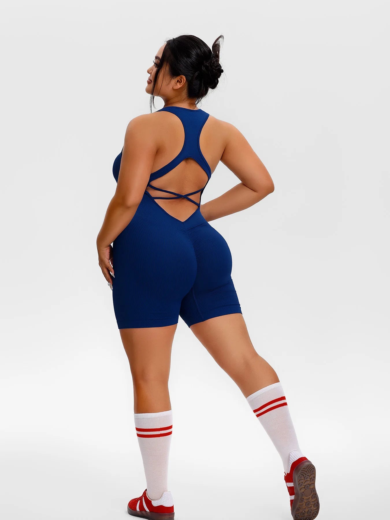 New plus size women's sports jumpsuit yoga suit suspender beautiful back fitness quick-drying high-end buttocks shapewear
