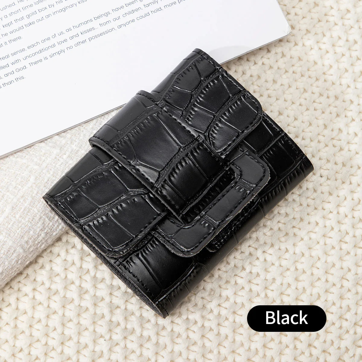 Women Luxury Card Holder Vintage Mini PULeather Women Short Wallet Multi-function Crocodile LeatherCard Holder CoinWallet Clutch