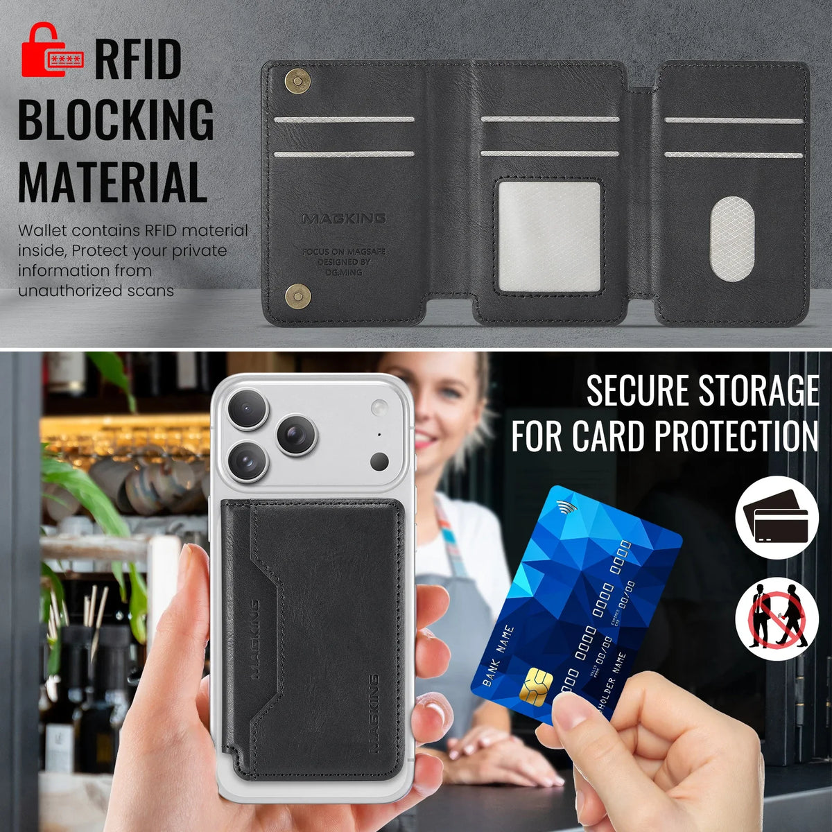 For IPhone 18 13 14 15 16 17 Pro Max Plus For Magsafe Leather Wallet Magnetic Cellphone Card Holder Multi-Card Slot Mini Wallet
