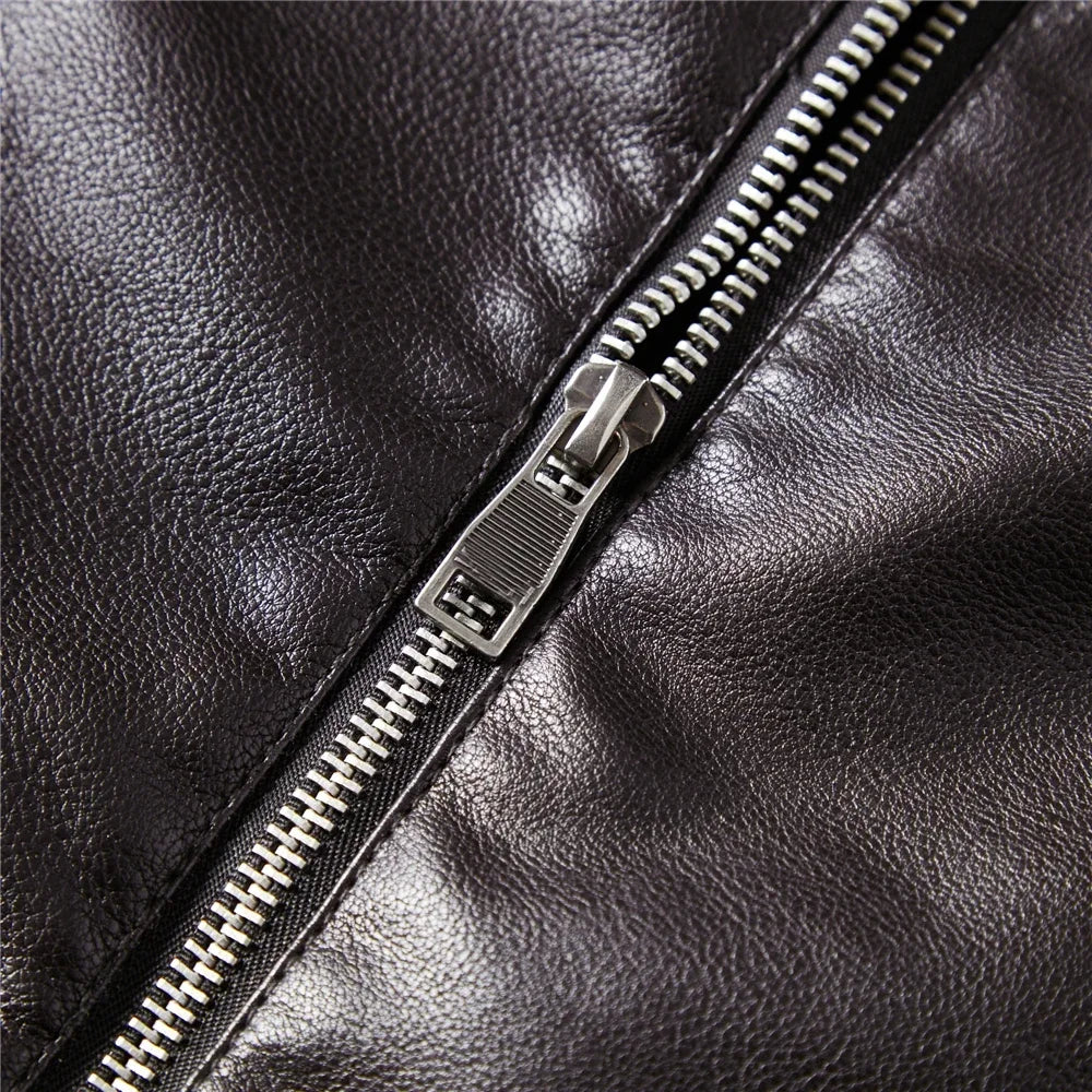 Leather Jacket Streetwear Biker Coat Slim Fit Autumn Winter Coat Men Fur Lined Men Motorcycle Jacket Fashion Men Jacket