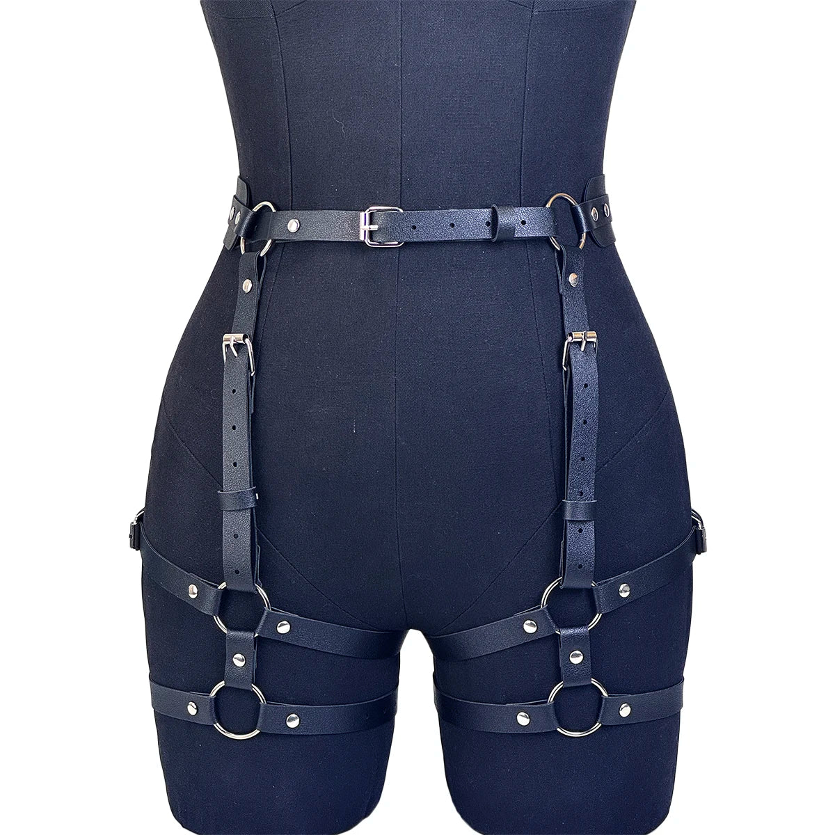 Women Pu Leather Butt Harness Belt Goth Pu Leather Garter Belt Harness Punk Thigh Harness Belt Rave Outfit Belts