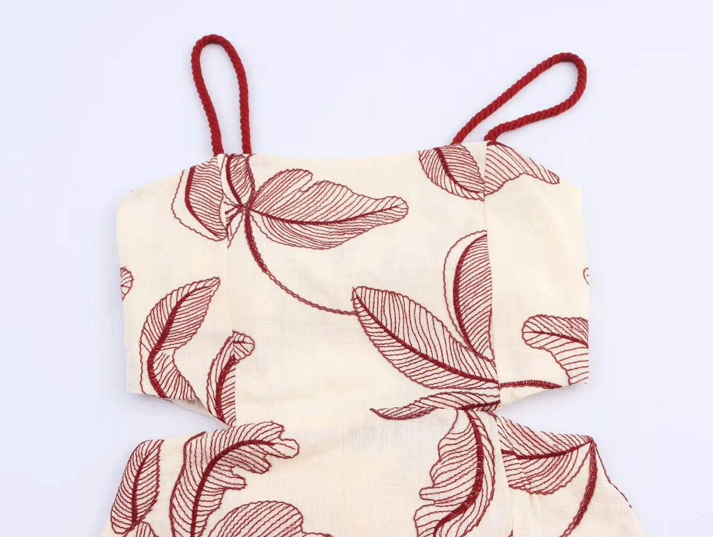 KONDALA Fall Women Elegant Embroidered Cami Dress Slim Waist Hollow-out Midi Dress 2025 Summer Autumn Fashion Holiday Sexy Dress