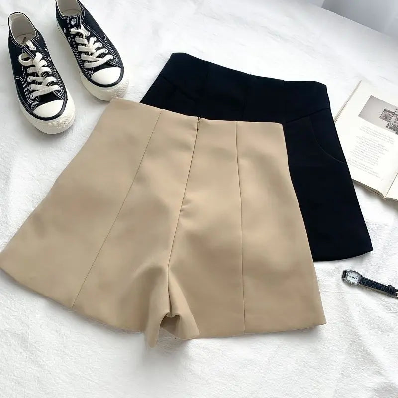 Summer Fashion High Quality Suit Shorts Women Elegant Slim Fit Black Shorts Female Basic All Match Streetwear Bottoms 2025 New