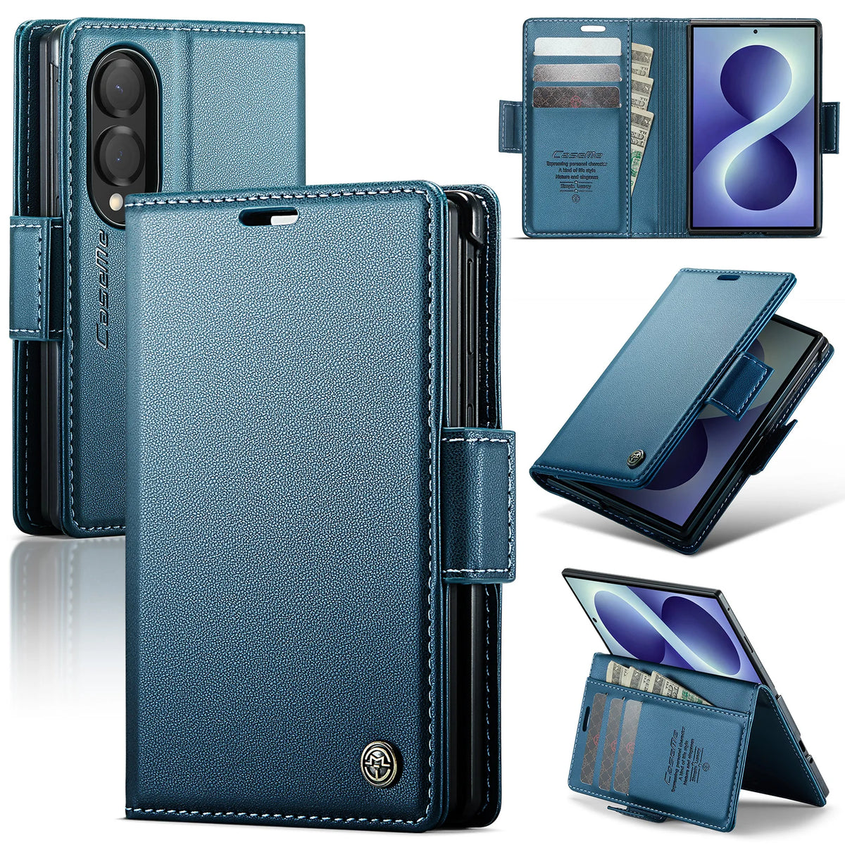 Luxury Business Flip Cards Solt Wallet Leather Case for Samsung Z Fold 8 Wide Shockproof Book Stand RFID Slim For Magsafe Cover