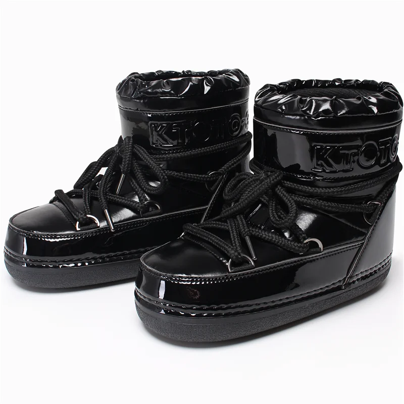 2025 Winter Lace-up Ankle Boots Women Snow Boots Brand Design Classic Platform Waterproof Non-slip Cotton Boots Woman Ski Boots