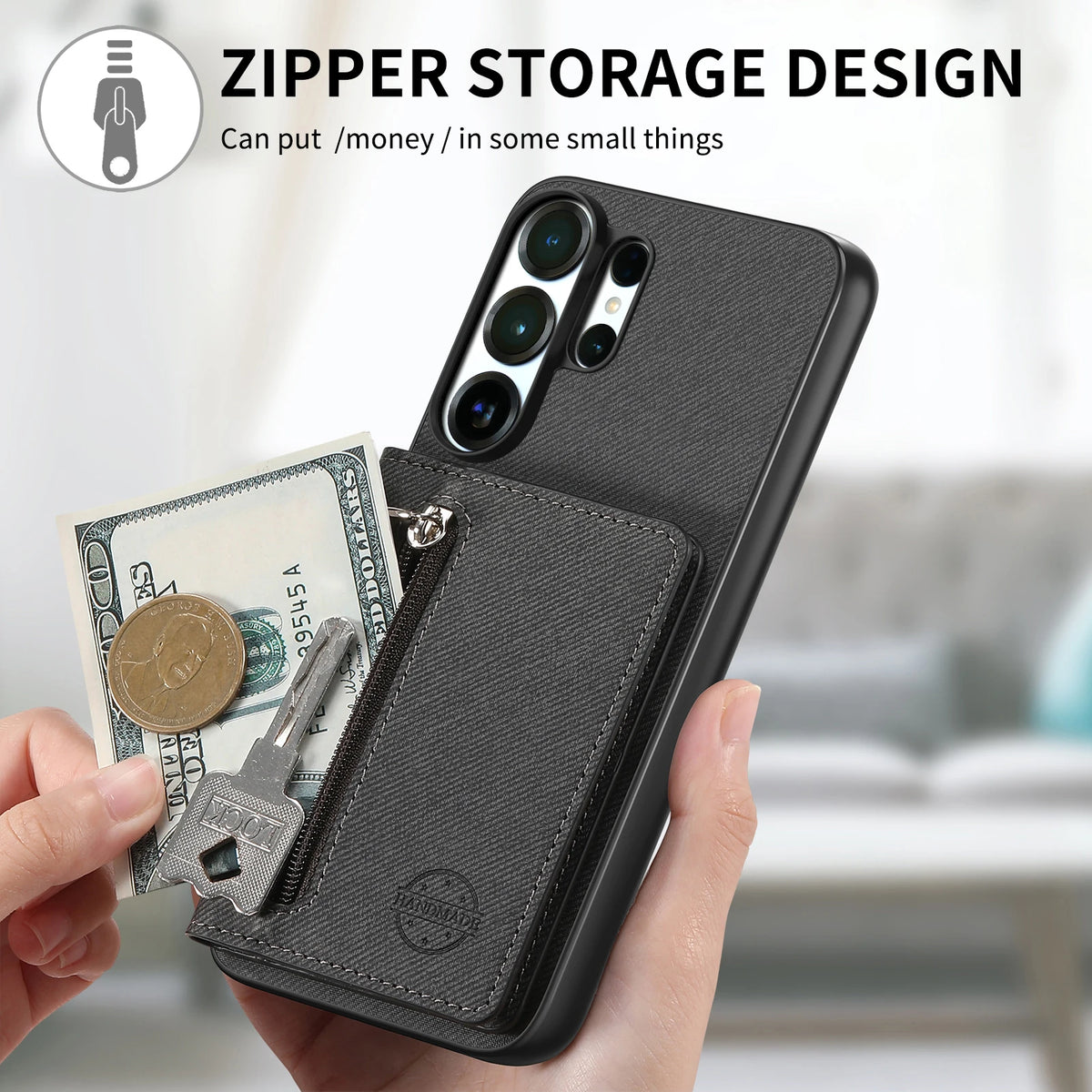 Zipper Cards Wallet Leather Phone Case For Samsung Galaxy S26 S24 S23 S22 Ultra Plus S23 S26 S25FE Purse Card Holder Stand Cover