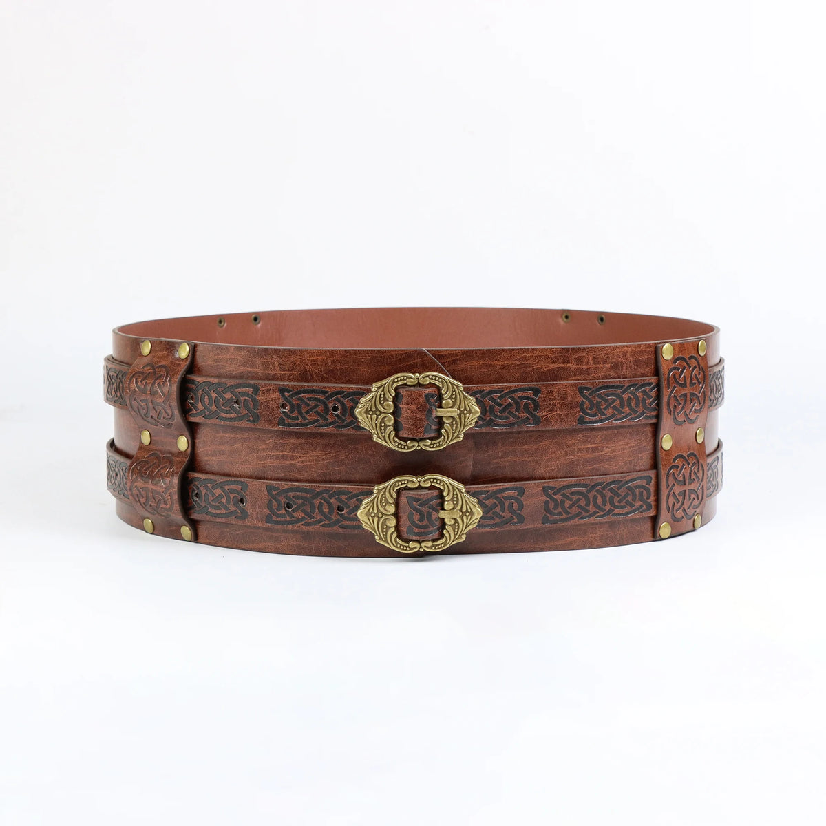 PU Leather Belt Double Wide Thick Belt Vikings Pirate Medieval War Accessory Broad Buckle Corset Cinch Gladiator Men