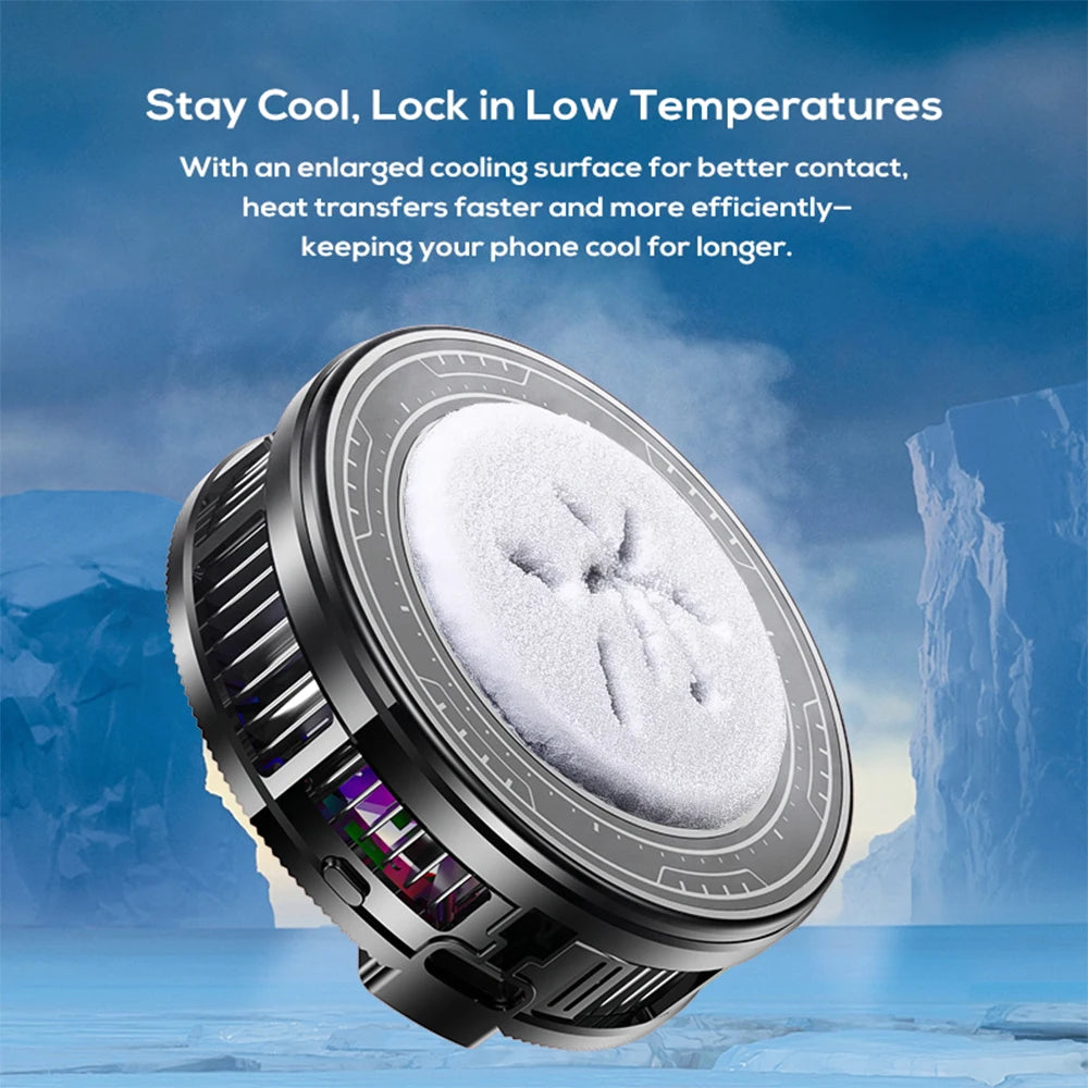 Magnetic Semiconductor Phone Cooler RGB Lights Digital DisplayCooling Fan Freeze Radiator For Gaming Tablet/Live Streaming ﻿